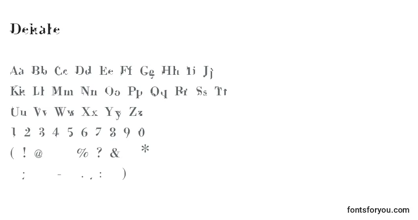 Czcionka Dekale – alfabet, cyfry, specjalne znaki