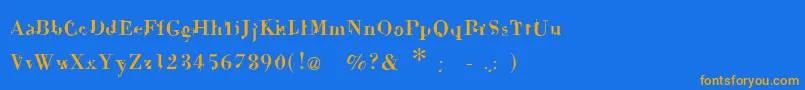 フォントDekale – オレンジ色の文字が青い背景にあります。