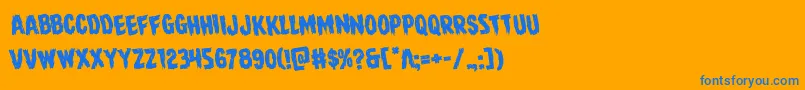 フォントDirewolfrotate – オレンジの背景に青い文字