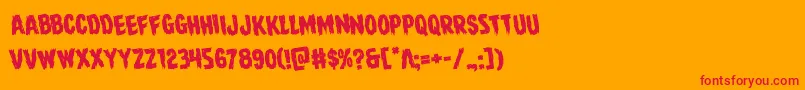 Direwolfrotate-Schriftart – Rote Schriften auf orangefarbenem Hintergrund