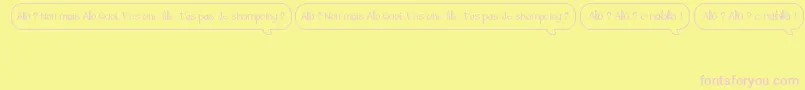 AlloTasPasDeShampoing-fontti – vaaleanpunaiset fontit keltaisella taustalla