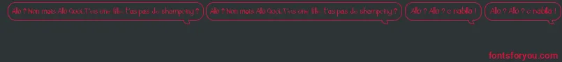 Fonte AlloTasPasDeShampoing – fontes vermelhas em um fundo preto