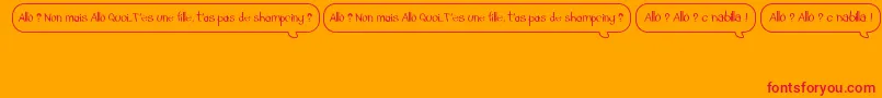 フォントAlloTasPasDeShampoing – オレンジの背景に赤い文字