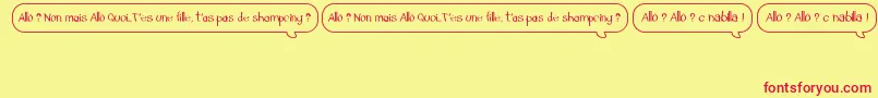 Czcionka AlloTasPasDeShampoing – czerwone czcionki na żółtym tle