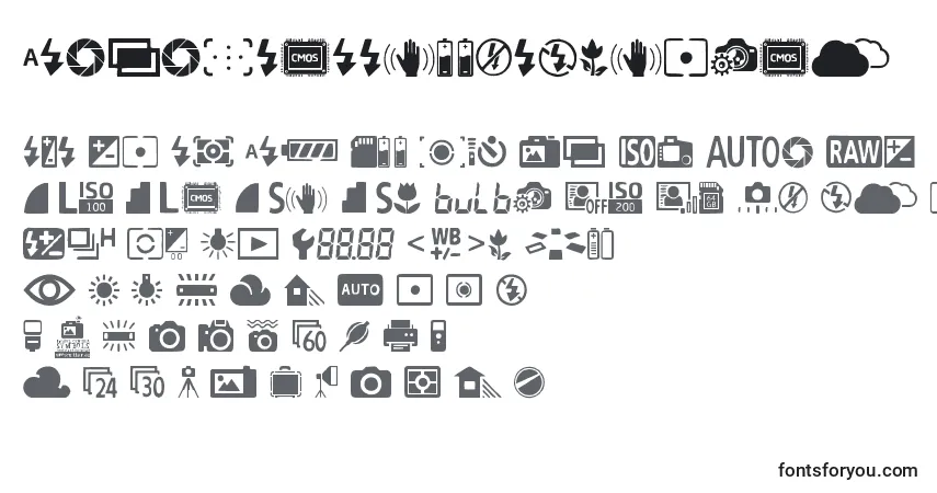 A fonte DigitalCameraSymbols – alfabeto, números, caracteres especiais