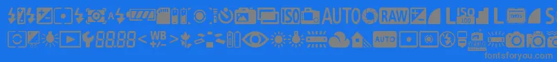 Czcionka DigitalCameraSymbols – szare czcionki na niebieskim tle