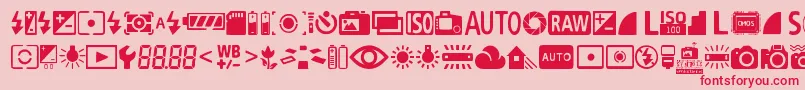 DigitalCameraSymbols Font – Red Fonts on Pink Background