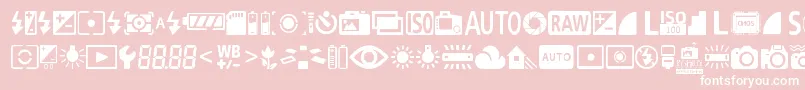 Fonte DigitalCameraSymbols – fontes brancas em um fundo rosa