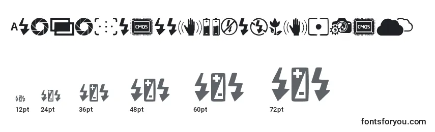 DigitalCameraSymbols Font Sizes