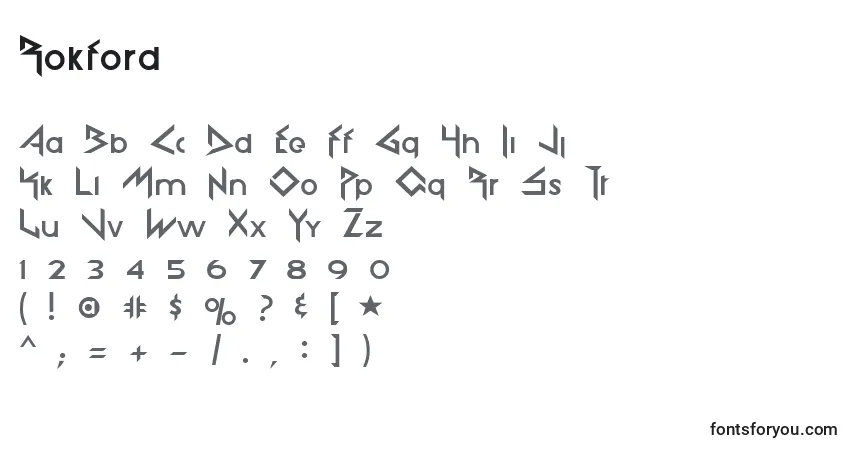 A fonte Rokford – alfabeto, números, caracteres especiais