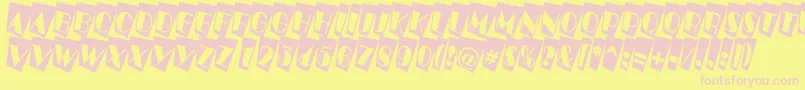 ABenttitulcmtwnr-fontti – vaaleanpunaiset fontit keltaisella taustalla