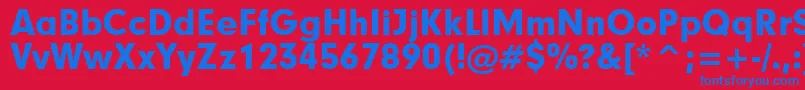 Geometric706BlackBt-Schriftart – Blaue Schriften auf rotem Hintergrund