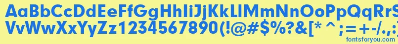 フォントGeometric706BlackBt – 青い文字が黄色の背景にあります。