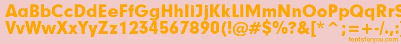 フォントGeometric706BlackBt – オレンジの文字がピンクの背景にあります。
