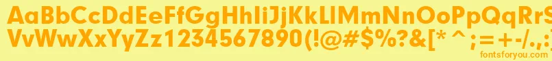 Geometric706BlackBt-Schriftart – Orangefarbene Schriften auf gelbem Hintergrund