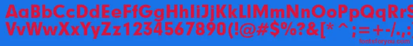 Geometric706BlackBt-Schriftart – Rote Schriften auf blauem Hintergrund