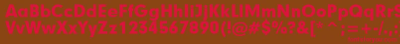 フォントGeometric706BlackBt – 赤い文字が茶色の背景にあります。