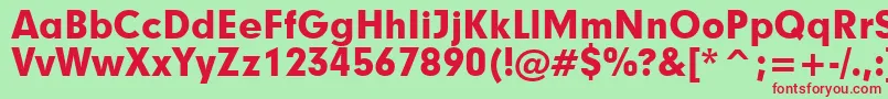 Geometric706BlackBt-Schriftart – Rote Schriften auf grünem Hintergrund