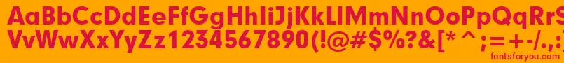 Geometric706BlackBt-Schriftart – Rote Schriften auf orangefarbenem Hintergrund