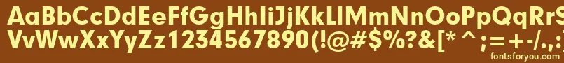 Geometric706BlackBt-fontti – keltaiset fontit ruskealla taustalla