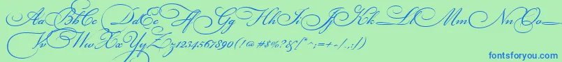 More about BickhamScriptThree Font BickhamScriptThree Font – Blue Fonts on Green Background