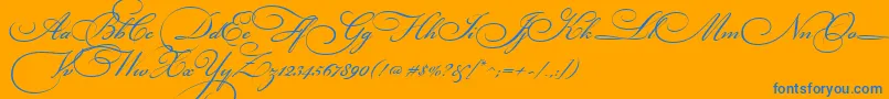 BickhamScriptThree Font – Blue Fonts on Orange Background