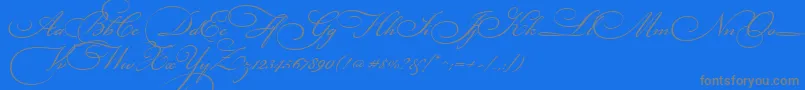 BickhamScriptThree Font – Gray Fonts on Blue Background