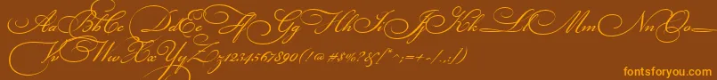 BickhamScriptThree Font – Orange Fonts on Brown Background