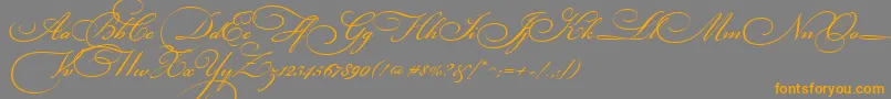 BickhamScriptThree-Schriftart – Orangefarbene Schriften auf grauem Hintergrund