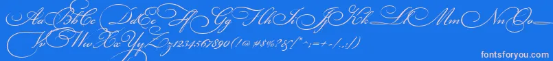 BickhamScriptThree Font – Pink Fonts on Blue Background