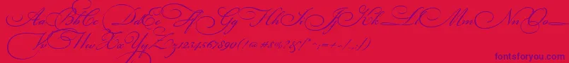 Czcionka BickhamScriptThree – fioletowe czcionki na czerwonym tle