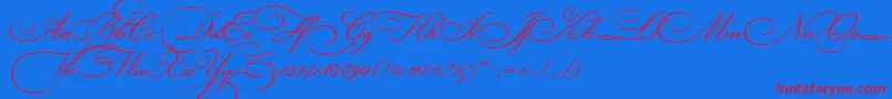 BickhamScriptThree-Schriftart – Rote Schriften auf blauem Hintergrund