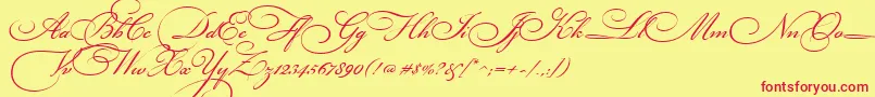 BickhamScriptThree Font – Red Fonts on Yellow Background