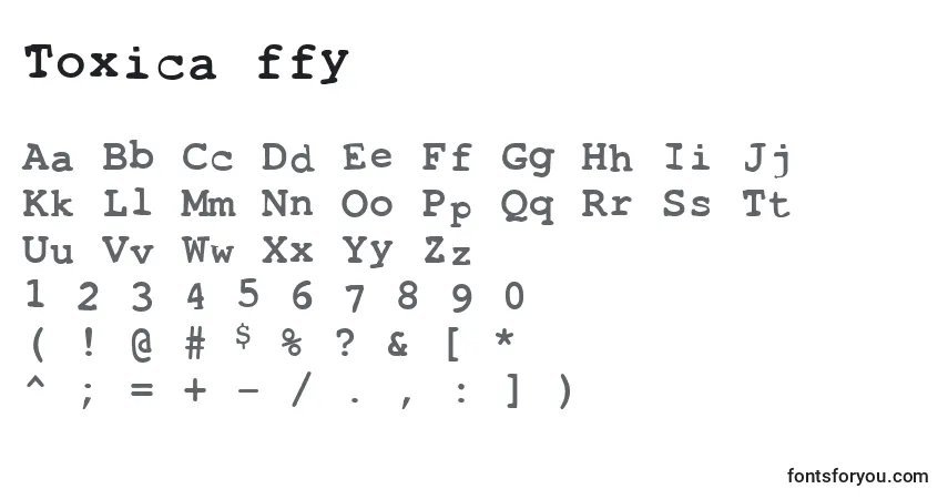 Schriftart Toxica ffy – Alphabet, Zahlen, spezielle Symbole