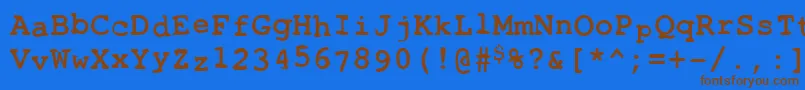 フォントToxica ffy – 茶色の文字が青い背景にあります。