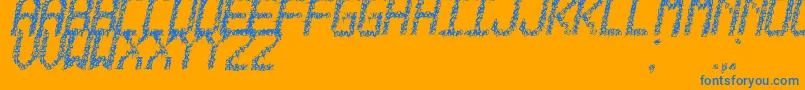 ElAlambreTfb-Schriftart – Blaue Schriften auf orangefarbenem Hintergrund