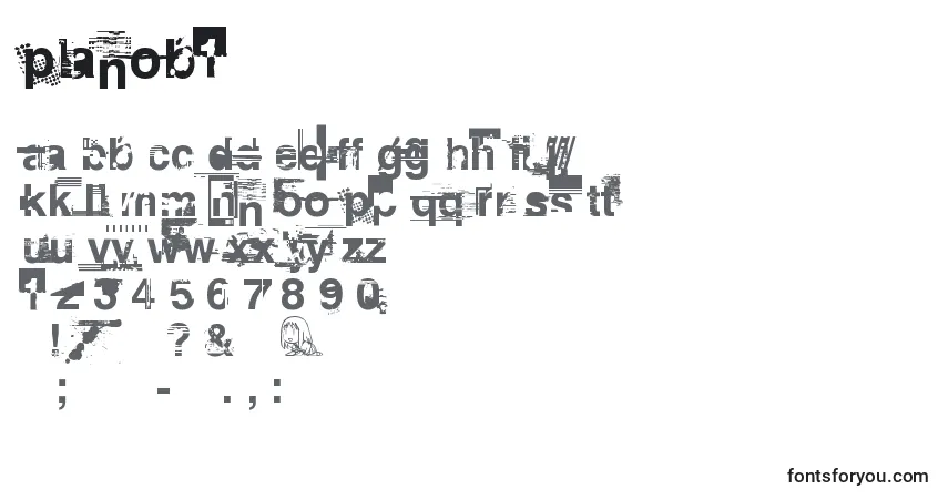 Czcionka Planob1 – alfabet, cyfry, specjalne znaki