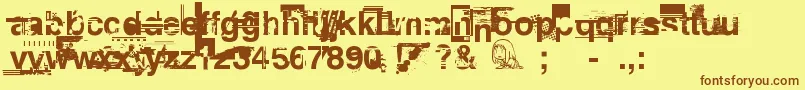 フォントPlanob1 – 茶色の文字が黄色の背景にあります。