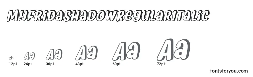 Größen der Schriftart MyfridaShadowRegularItalic