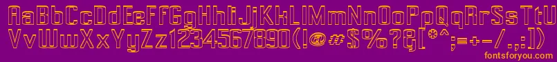 Pecot002-Schriftart – Orangefarbene Schriften auf violettem Hintergrund