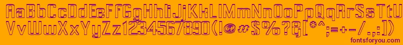 Pecot002-Schriftart – Violette Schriften auf orangefarbenem Hintergrund