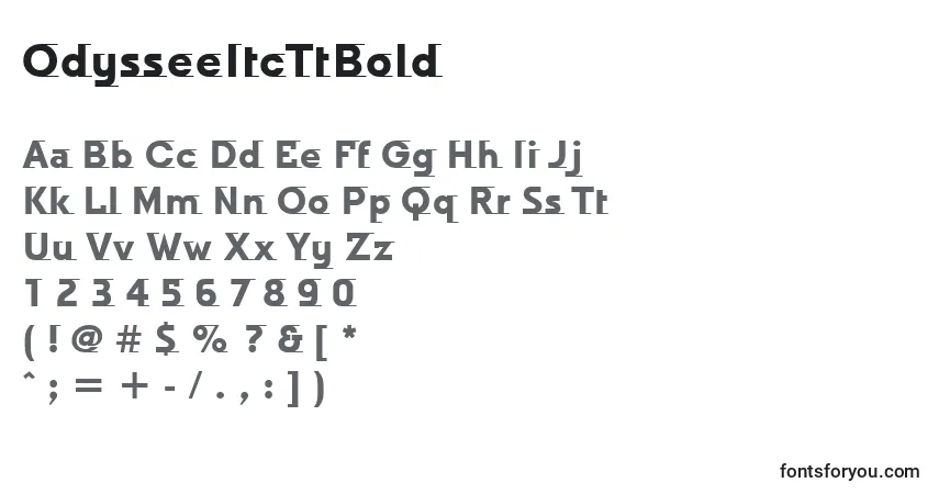 Schriftart OdysseeItcTtBold – Alphabet, Zahlen, spezielle Symbole