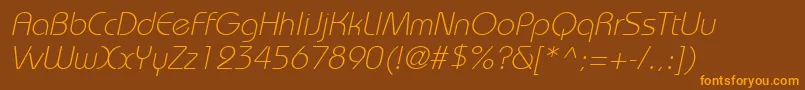 Fonte BordeauxlightItalic – fontes laranjas em um fundo marrom