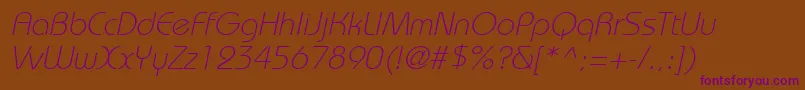 BordeauxlightItalic Font – Purple Fonts on Brown Background