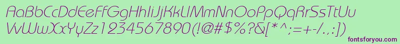 Шрифт BordeauxlightItalic – фиолетовые шрифты на зелёном фоне