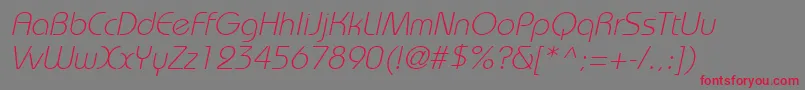 BordeauxlightItalic Font – Red Fonts on Gray Background