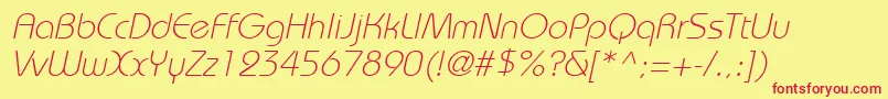 BordeauxlightItalic Font – Red Fonts on Yellow Background