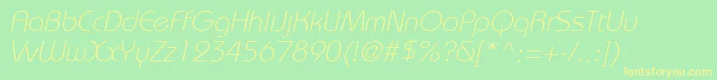 Fonte BordeauxlightItalic – fontes amarelas em um fundo verde