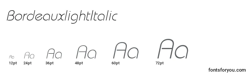 BordeauxlightItalic Font Sizes