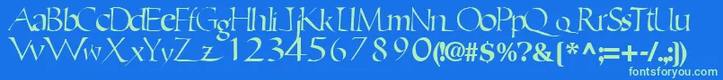 EricRegularTtnorm Font – Green Fonts on Blue Background